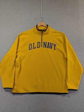 Vintage Old Navy Fleece Pullover Women's 3XL Yellow Blue Black 1/4 Zip
